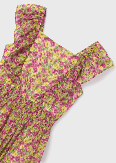 Mayoral Girls Age 8 Floral Print Ruffle Dress