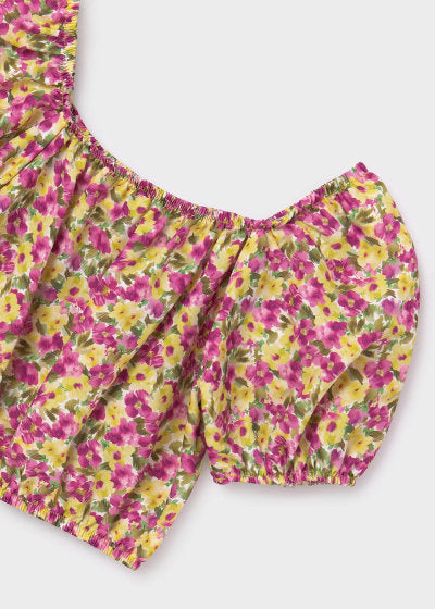 Mayoral Girls Age 8 Floral Print Ruffle Top