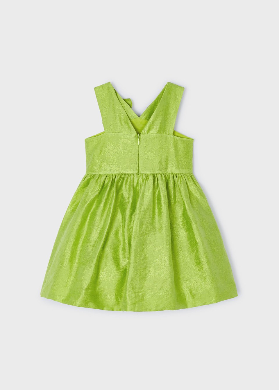 Mayoral Girls Age 4 Lime Green Linen Blend Floral Appliqué  Dress