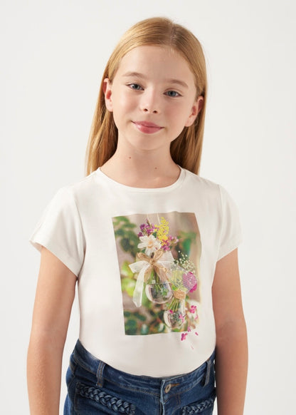 Mayoral Girls Age 8 Floral Print T-shirt