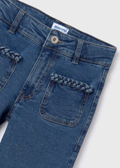 Mayoral Girls Age 8 Dark Blue Frayed Jeans 6510-90