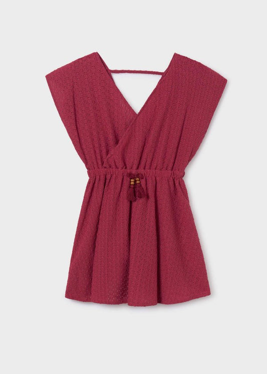 Mayoral Girls Age 8 Burgundy Kaftan Dress