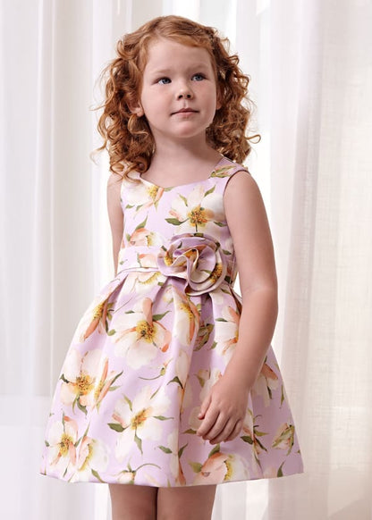 Abel & Lula Mikado Floral Printed Lilac Dress Age 4