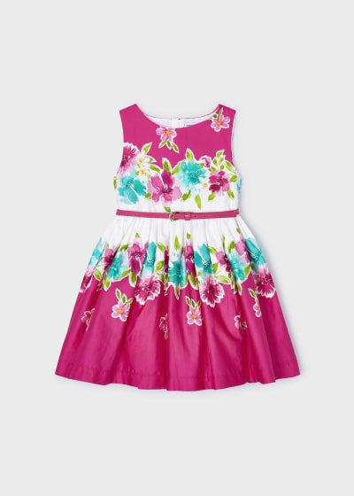 Mayoral Girls Age 4 Floral Printed Fit n Flare Pleated Dress