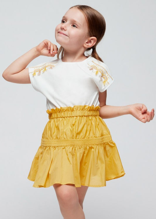 Mayoral Tiered Skirt & Embroidered Top Set Girls Age 4