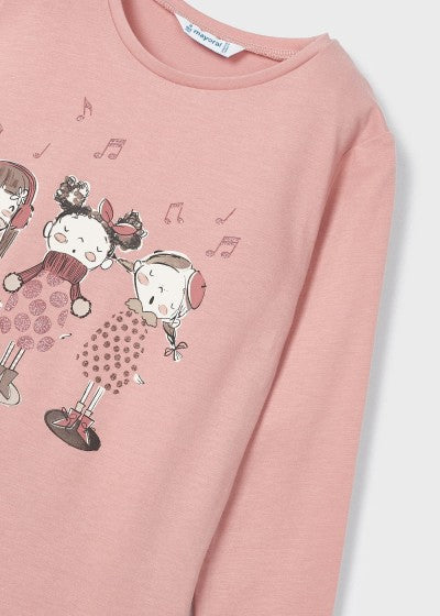 Mayoral Girls Age 4 Long-sleeved Top With Printed Girls Motif