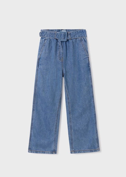 Mayoral Girls Age 8 Mid Blue Wide Leg Jeans 6522-26