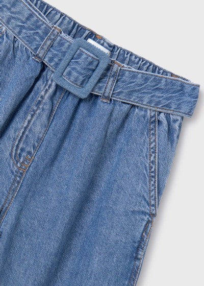 Mayoral Girls Age 8 Mid Blue Wide Leg Jeans 6522-26