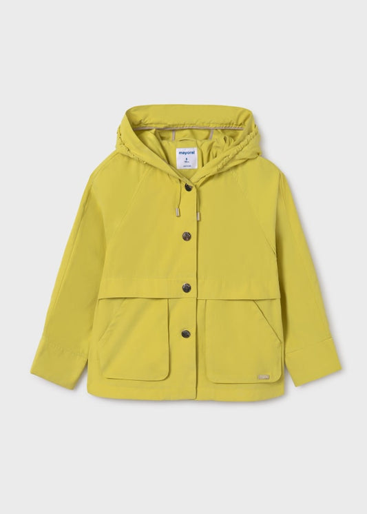 Mayoral Girls Age 8 Lime Green Hooded Windbreaker.