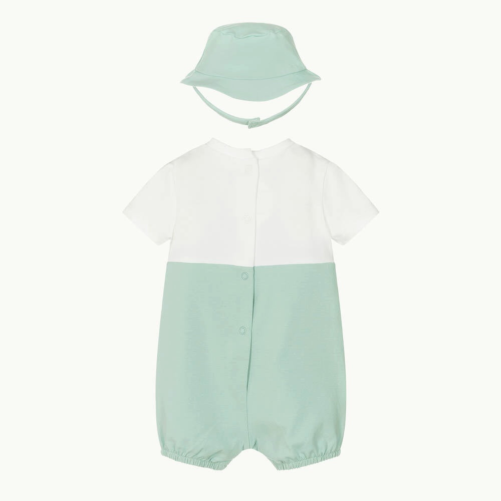 Mayoral Newborn Boys Short Romper/ Bodysuit with Hat