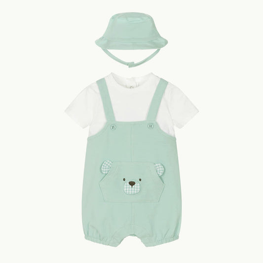 Mayoral Newborn Boys Short Romper/ Bodysuit with Hat