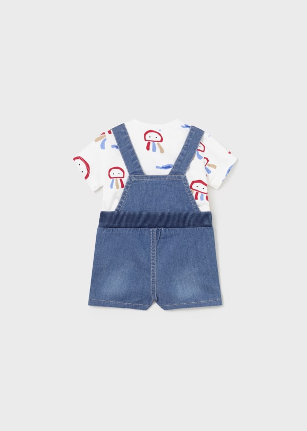 Mayoral Newborn Boys Dungaree Shorts and T Shirt Set 1624–60