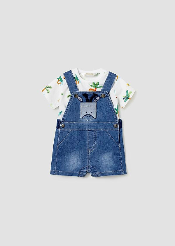 Mayoral Newborn Boys Denim Dungaree Short Set 1624-61