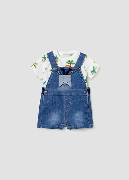 Mayoral Newborn Boys Denim Dungaree Short Set 1624-61