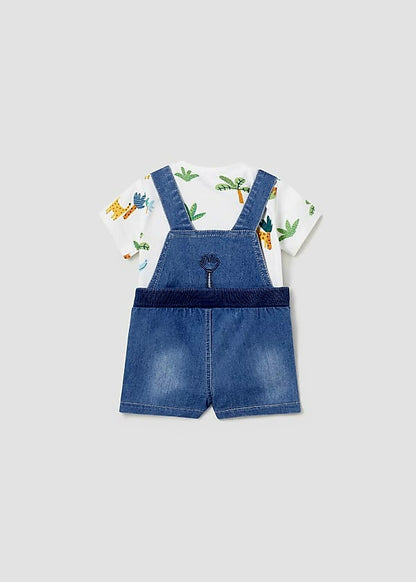 Mayoral Newborn Boys Denim Dungaree Short Set 1624-61