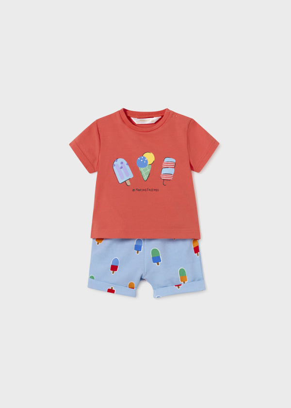 Mayoral Newborn Boys Printed Shorts and T Shirt Set 1224–80