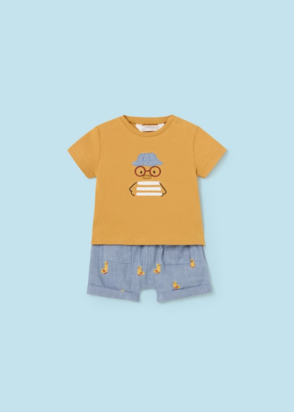 Mayoral Newborn Boys Embroidered Shorts and T Shirt Set 1208–64