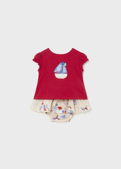 Mayoral Newborn Girls Nautical Print Cotton Skirt Set 1837-80