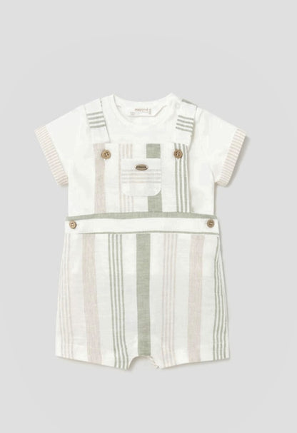 Mayoral Newborn Boys Cotton T Shirt  & Linen Blend Dungaree Set 1637-80