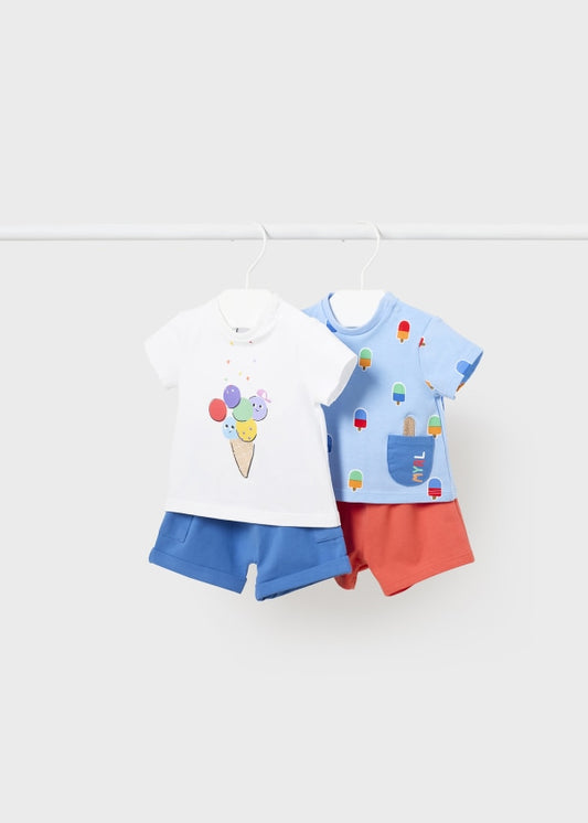 Mayoral Four-Piece Shorts & T-Shirt Set Boys Newborn 1627-66