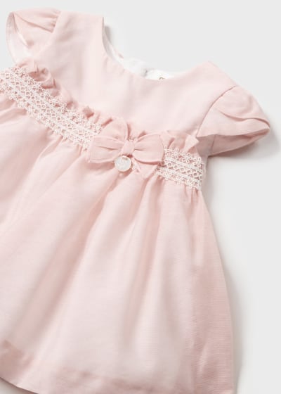 Mayoral Newborn Girls Chiffon Dress with Nappy Cover 1822-88