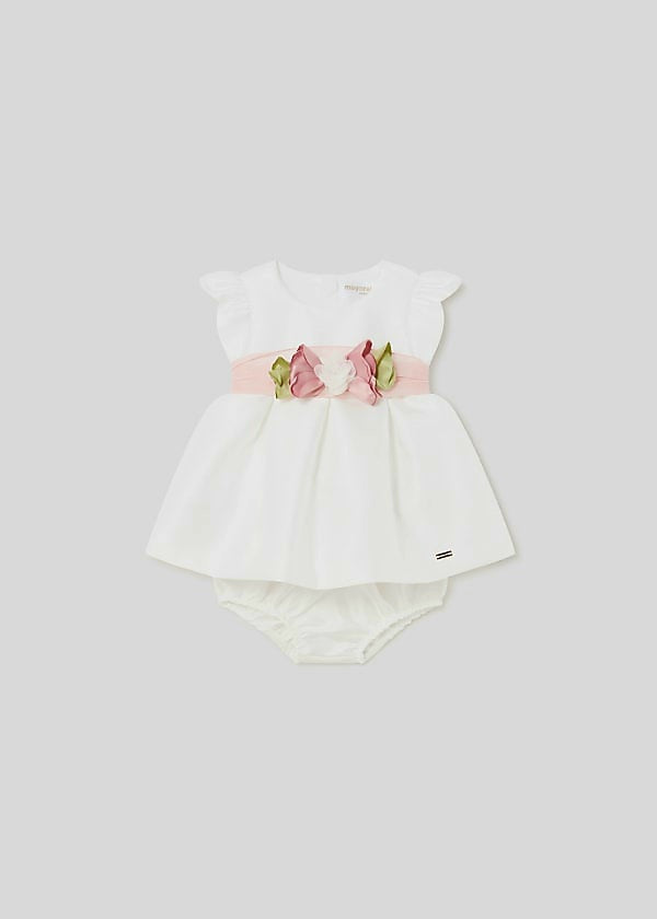 Mayoral Newborn Girls Satin Dress with Nappy Cover 1823-23