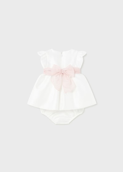 Mayoral Newborn Girls Satin Dress with Nappy Cover 1823-23