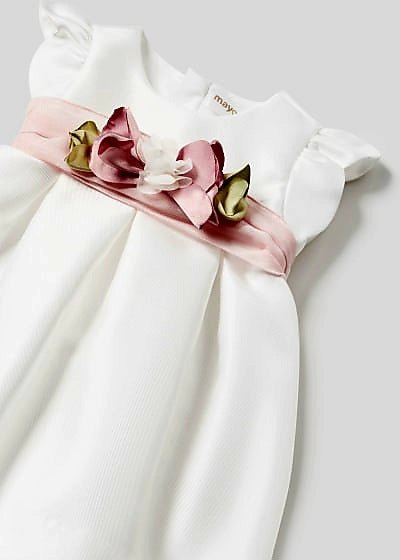 Mayoral Newborn Girls Satin Dress with Nappy Cover 1823-23