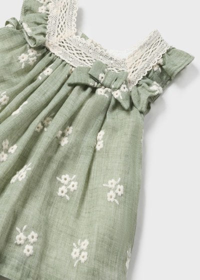 Mayoral Newborn Girls  Embroidered  Dress with Nappy Pants 1827-36