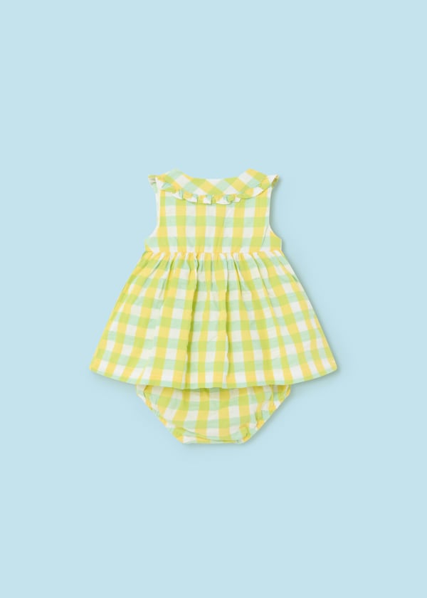 Mayoral Newborn Girls Gingham Dress with Nappy Pants 1835-76