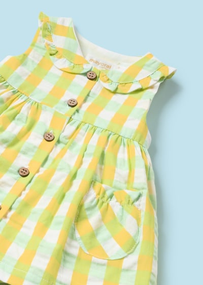 Mayoral Newborn Girls Gingham Dress with Nappy Pants 1835-76