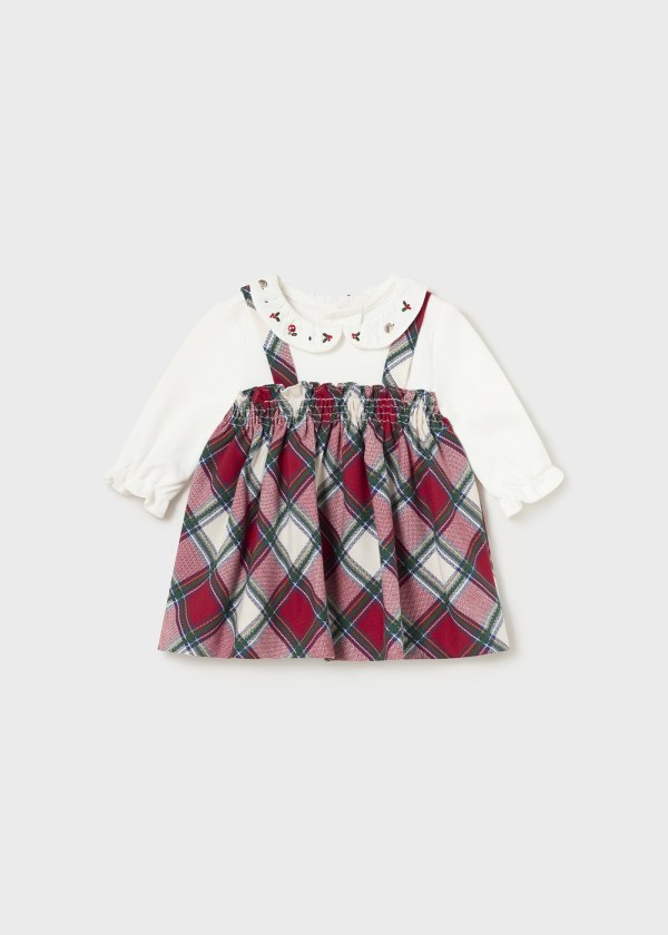 Mayoral Newborn 0-1 Month Girls Checked Pinafore Dress 2801 8