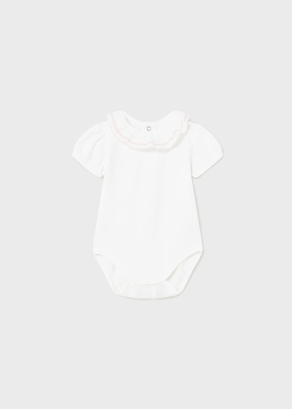 Mayoral Newborn Girls Ruffle Collar Bodysuit