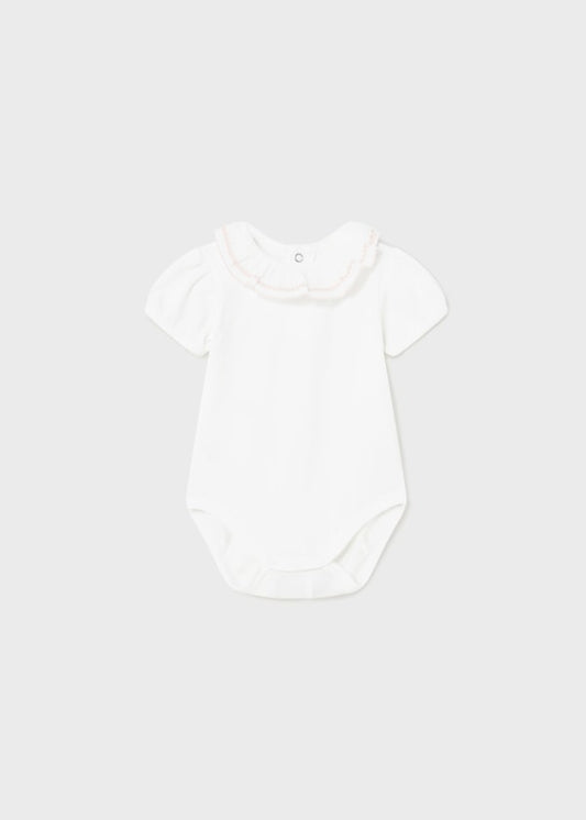 Mayoral Newborn Girls Ruffle Collar Bodysuit