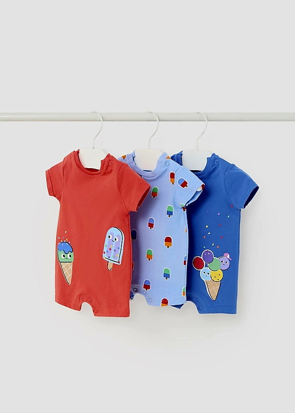 Mayoral Newborn Boys Cotton Romper Triple-Pack 1795-16