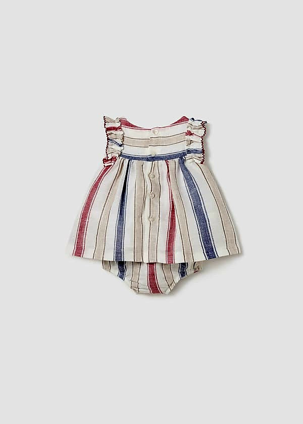 Mayoral Newborn Girls Striped  Dress with Nappy Pants 1829-59