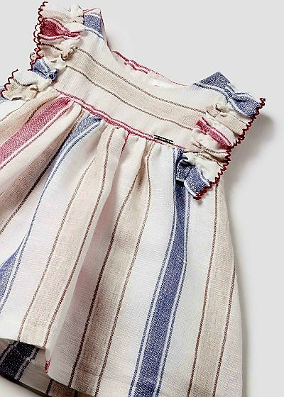 Mayoral Newborn Girls Striped  Dress with Nappy Pants 1829-59