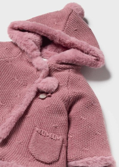 Mayoral Newborn 0-1 Month Girls Tricot Fur Lined Knit Jacket 2304 79